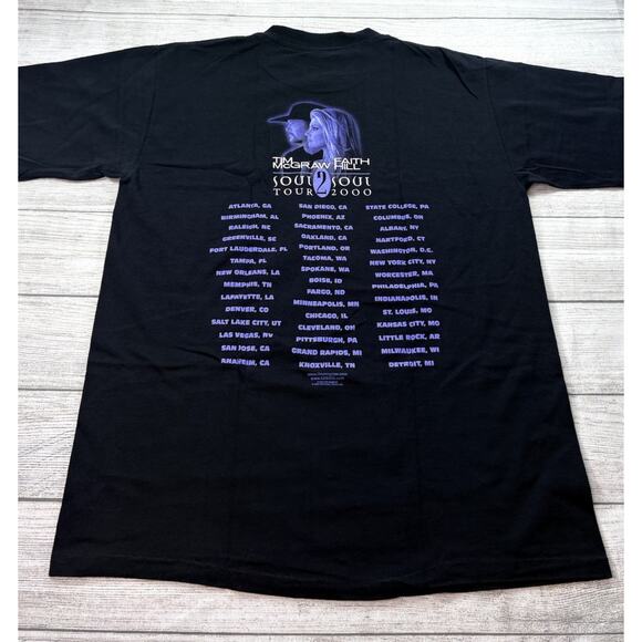Vintage Mens Tim McGraw Faith Hill Concert T Shirt 2000 Soul 2 Soul Tour Size Lg - Picture 6 of 8